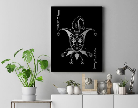 Gold/silver Joker Playing Card Canvas Art, Poker Wall Decor - Etsy
