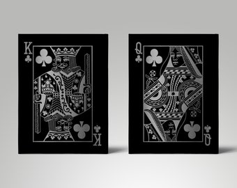 King and Queen of Clubs Canvas Print Set, His & Her Wall Art