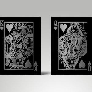 Conjunto de lienzos Silver King y Queen of Hearts / Su regalo / Impresiones de lienzo / Arte de pared / Dúo / Paquete / Naipes