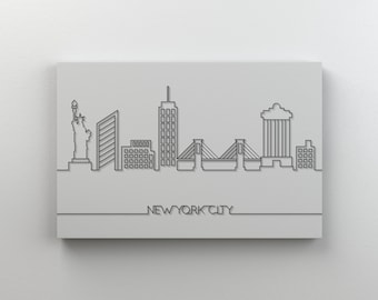 New York City Skyline Canvas, Minimalist America USA Outline Art