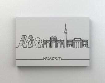 Madrid Skyline Canvas Art, Minimalist Spain Cityscape, Ready to Hang