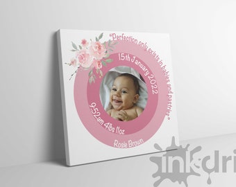 Personalized Baby Birth Details Canvas Art, Newborn Gift