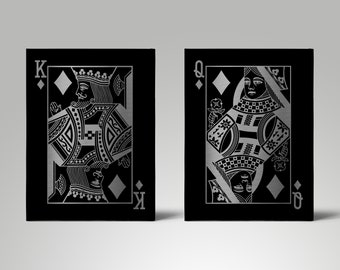 King and Queen of Diamonds Canvas Set, His & Hers Playing Card Wall Art