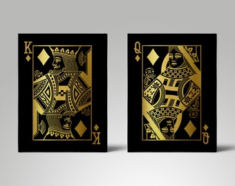 Gold King and Queen of Diamonds Canvas Prints, His & Hers Set