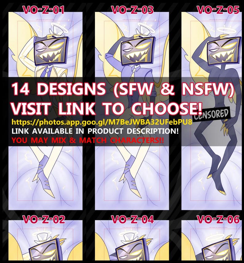 Funda de almohada dakimakura Hazbin Hotel VOX (hecha por fans) imagen 4