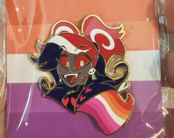Lesbian Pride Velvette Enamel Pin | Hazbin Hotel Fan Art