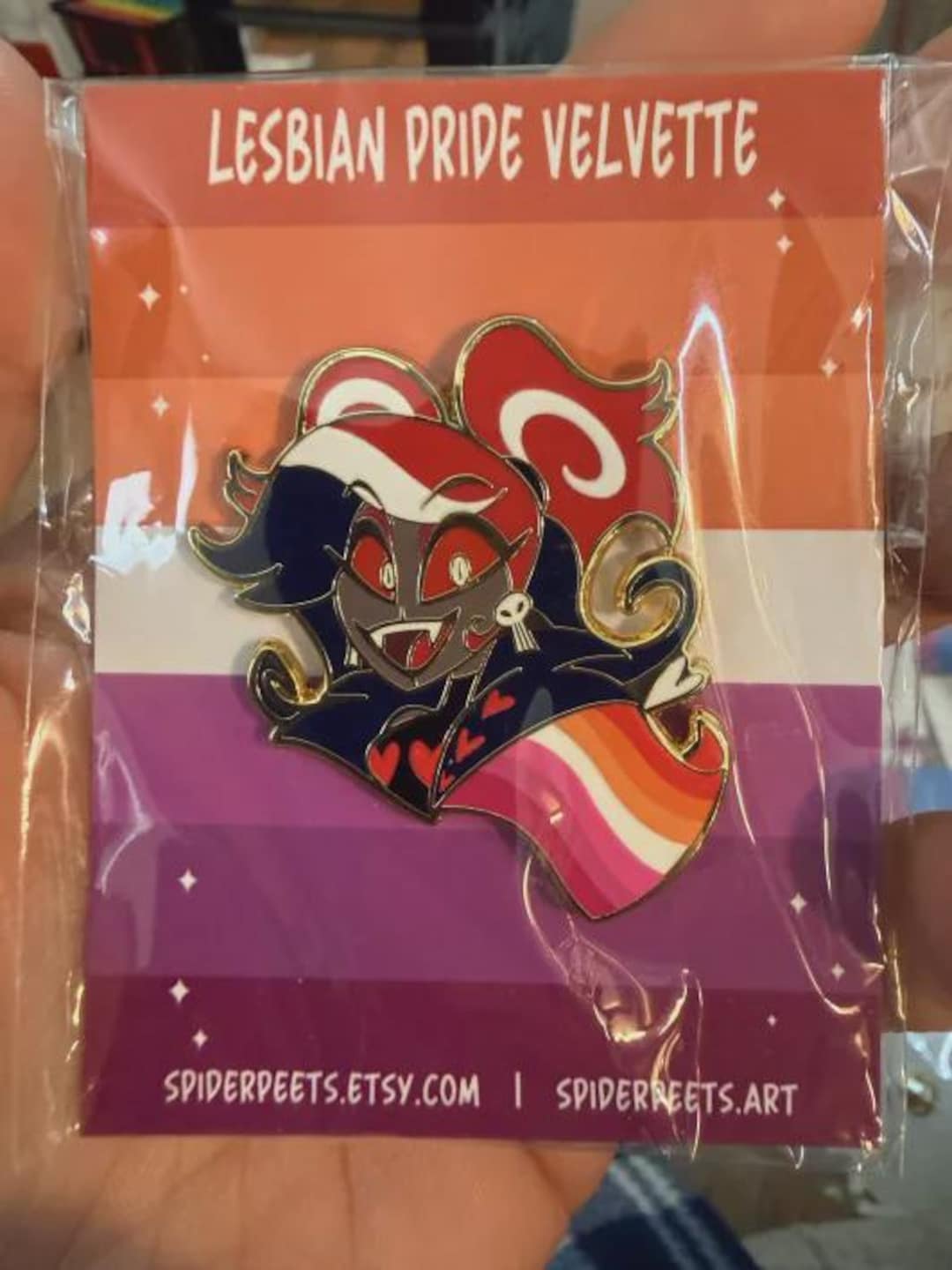Lesbian Pride Velvette Enamel Pin | Hazbin Hotel Fan Art