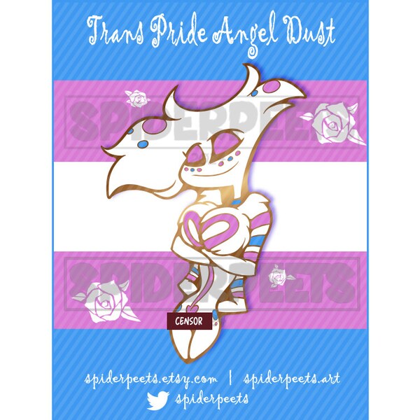 Hazbin Hotel Angel Dust Trans Pride Enamel Pin PREORDER