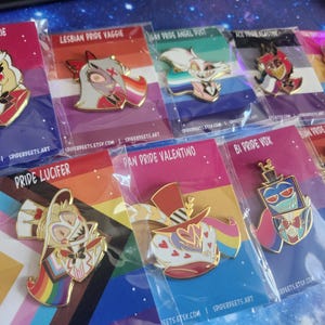 Pines de esmalte de la bandera del orgullo de Hazbin Hotel (edición limitada, 2024) (hechos por fans)