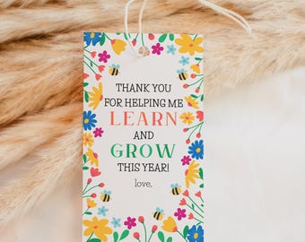 Teacher Appreciation Gift Tag Printable: Floral Thank You (PDF)
