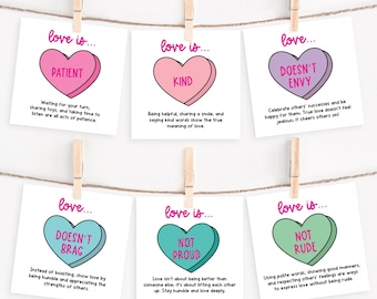 Biglietti d'amore a forma di cuore di caramella / Attività di San Valentino su 1 Corinzi 13 (download digitale)