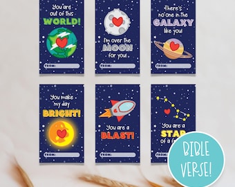 Space Valentine Cards: Printable Galaxy Kids Valentines (PDF Download)