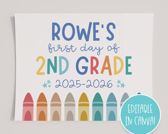 Editable First & Last Day of School Sign: Canva Template (Digital Download 8.5x11 Letter Size)