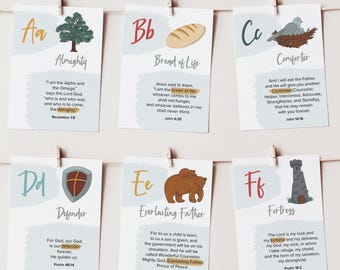Names of God ABC Flashcards | Christian Scripture Cards (Digital Download)