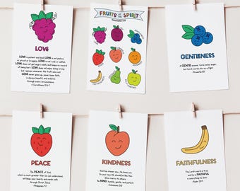 Fruits of the Spirit Flashcards: Bible Verse Cards, Kids Christian Education (Digital Download)