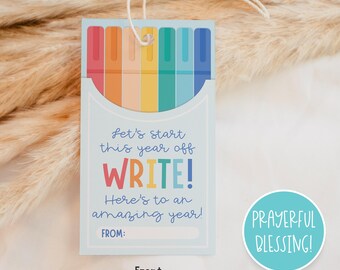 Teacher Gift Tag Printable, Pen Marker Gift, Prayer Blessing (PDF)