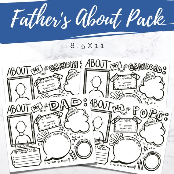 All About My Dad Printable Father's Day Coloring Page | Etsy