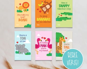 Zoo Animal Valentine Cards: Printable Kids Valentines (PDF Download)