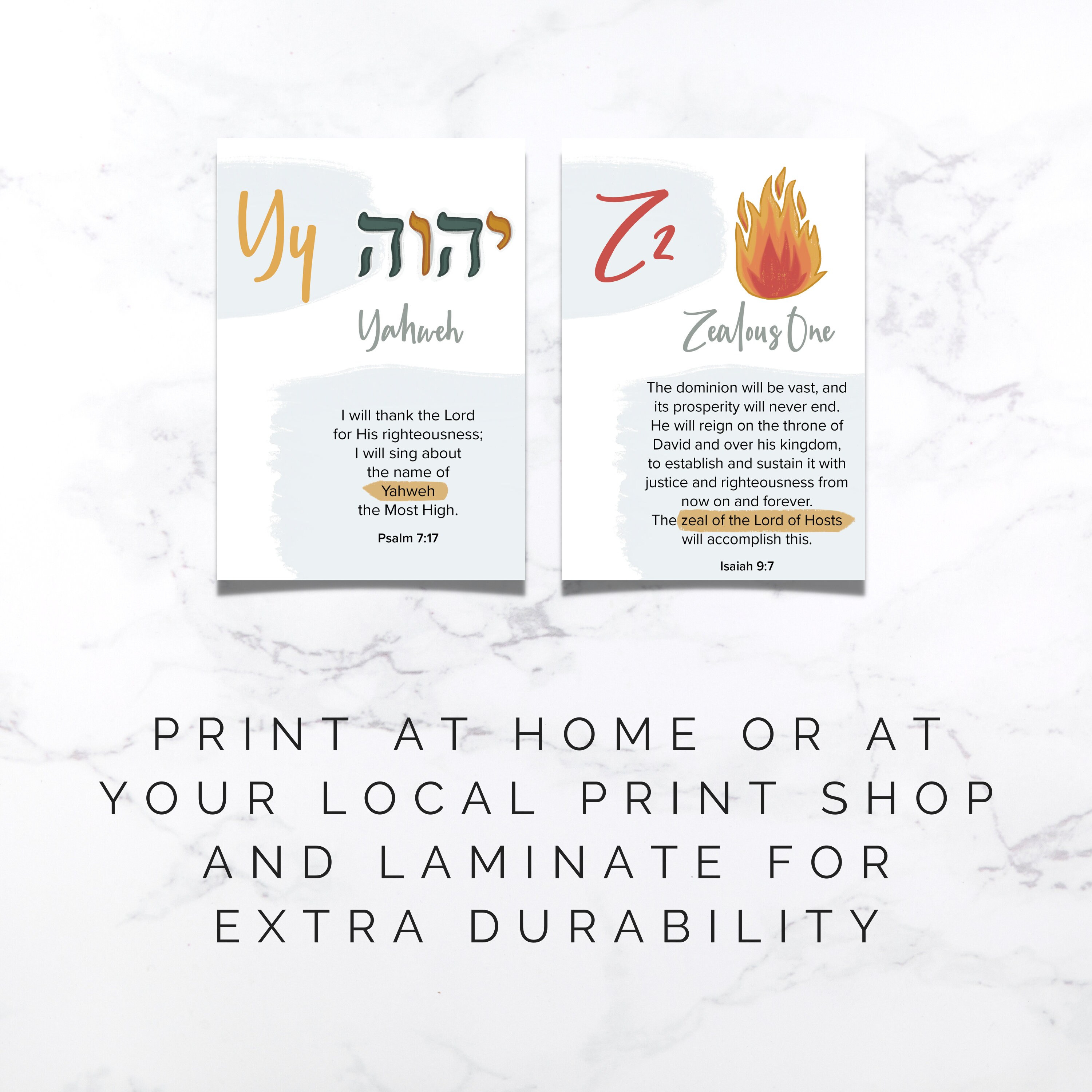 Kids Names of God Alphabet Flashcards INSTANT DOWNLOAD Etsy