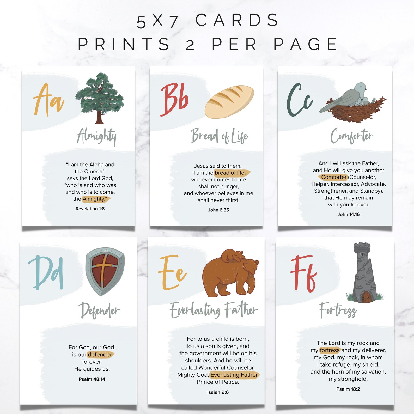 Kids Names of God Alphabet Flashcards INSTANT DOWNLOAD Etsy