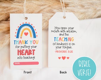 Teacher Valentine Gift Tags | INSTANT DOWNLOAD | Printable Valentine Tags for Teachers | DIY Gift | Bible Verse Proverbs 31:6