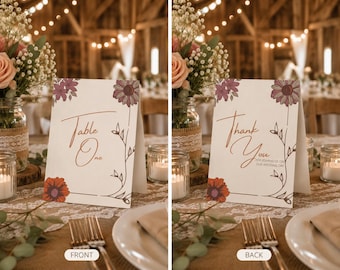 Boho Blumen Hochzeit Tischnummern