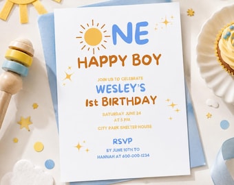 One Happy Boy Birthday Invitation