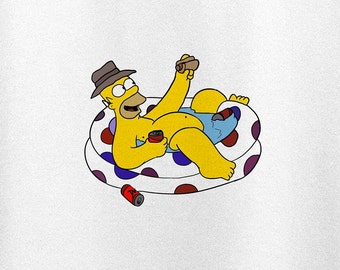 Camiseta temática dos Simpsons - fã 'Homer na banheira' Camiseta unissex Softstyle