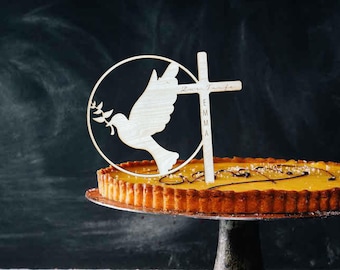 Cake Topper, Baptism, Communion, Dove, Peace, Customizable