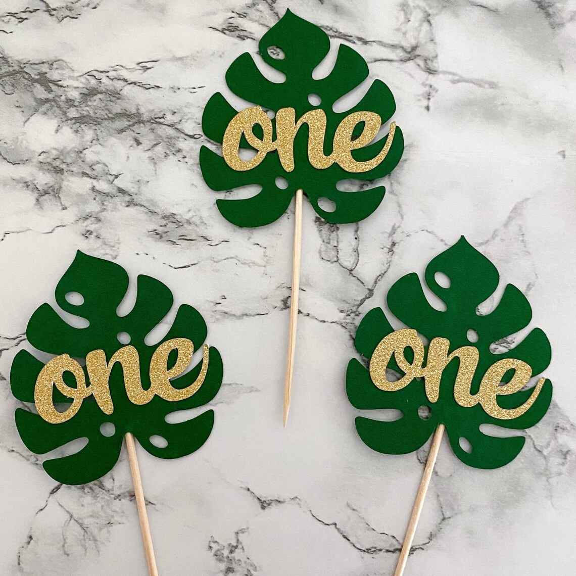Jungle Leaf Cupcake Toppers X12 Wild One First Birthday 1st Etsy UK