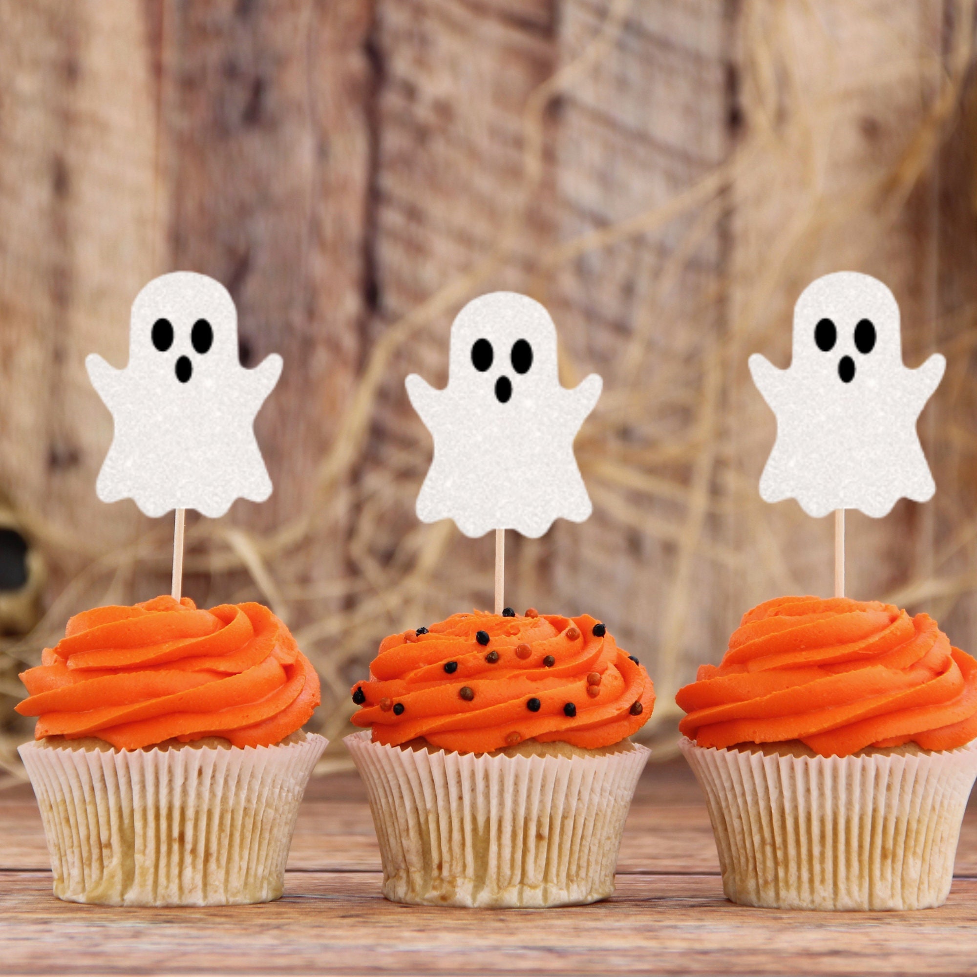 Ghost Cupcake Toppers X12 Halloween Halloween Party Etsy