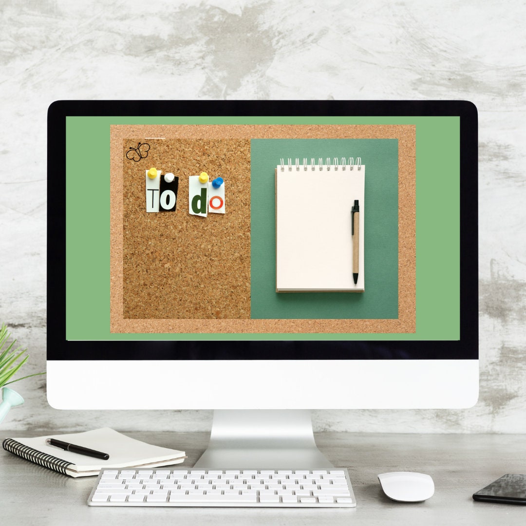 Olive To Do Corkboard Organizer Desktop Wallpaper Etsy