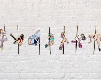 Pole Dancer Glitter Enamel Pin - Bundle