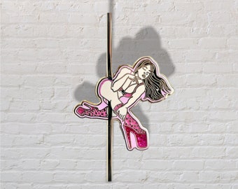 Pole Dancer Glitter Enamel Pin - Kissy