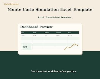 Monte Carlo Simulation Excel Template | Investment Growth Forecast and Retirement Projection Tool