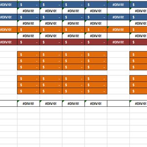 May include: A spreadsheet with a blue and orange color scheme. The spreadsheet is titled "Total Expenses" and includes columns for "Expense to Gross Profit Ratio", "Net Operating Income", "Net Profit Margin Before Tax", "Estimated Taxes", "Net Profit After Tax", "Take Home Profit", "Self Employment Tax (15.3%)", "Federal (11.2%)", "State Tax Rate", "OH Tax (6.2%)", "FUTA Tax (0.6%)", "State Unemployment Insurance Rate", "Effective Tax Rate", "State Income Tax Rate", and "State Unemployment Tax Rate".