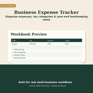 Business Expense Tracker Excel | Tax Planner Spreadsheet | Self Employed Bookkeeping Template image 1
