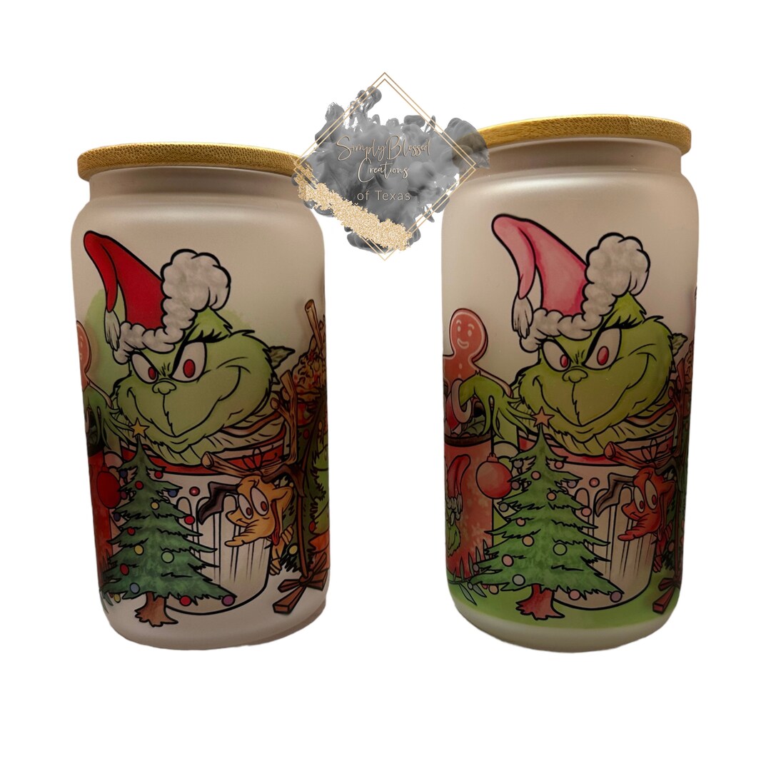 Grinch Weihnachten 16 Unzen Glas Dose Tasse mit Deckel und Etsy.de