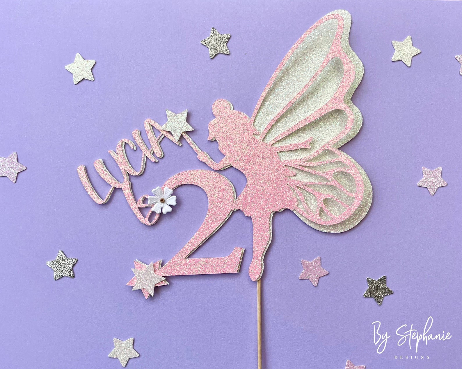 Fairy Personalised Cake Topper Fairy Glitter Cake Topper | Etsy