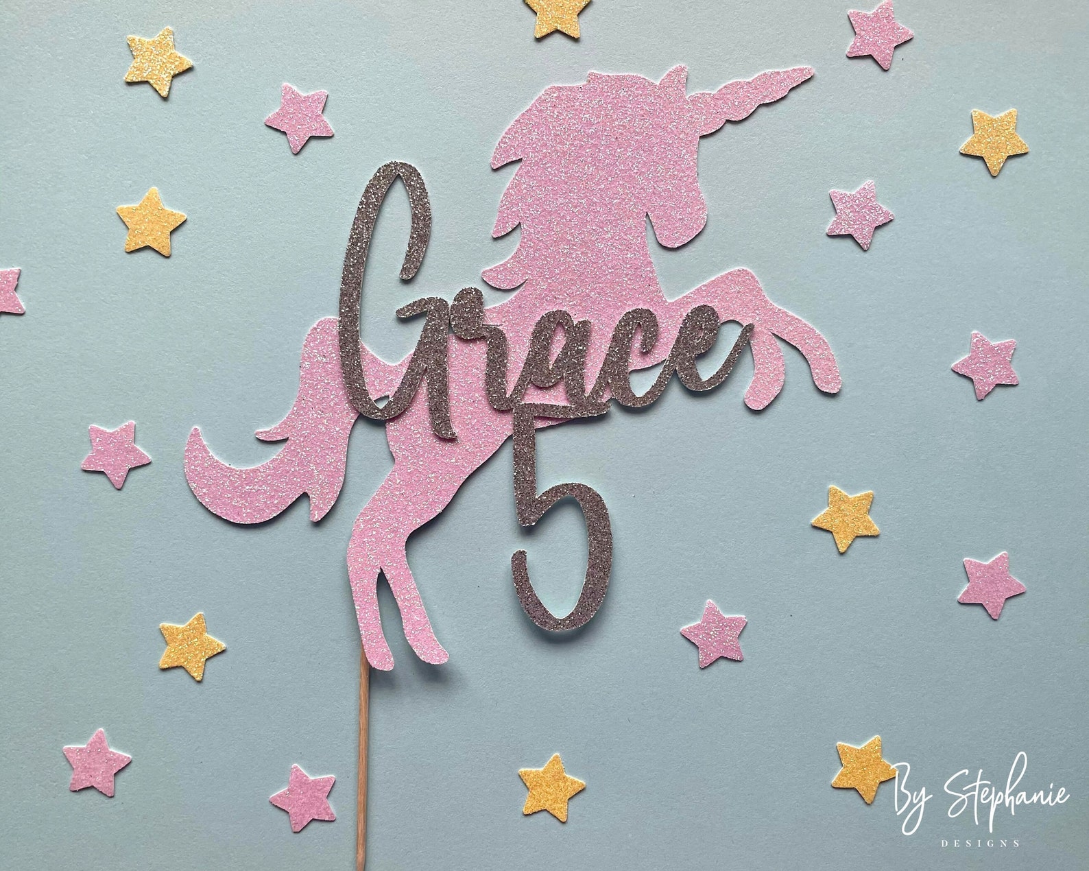 Décoration Gâteau Licorne - Corne Dorée, Ailes Et Cils - Pour Anniversaire, Baby Shower