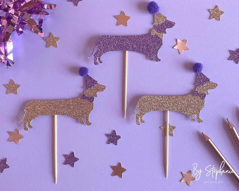 Dachshund Cupcake Toppers Sausage Dog Cupcake Toppers Dog image 1