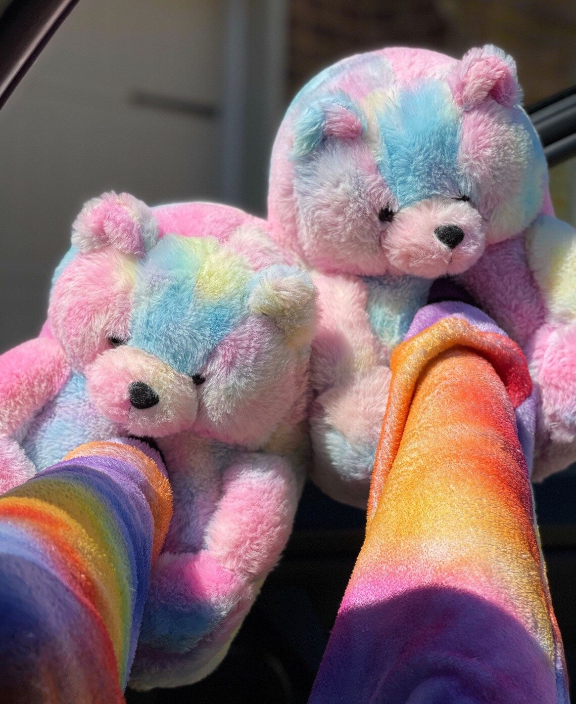 Cotton Candy Teddy Bear Slippers | Etsy