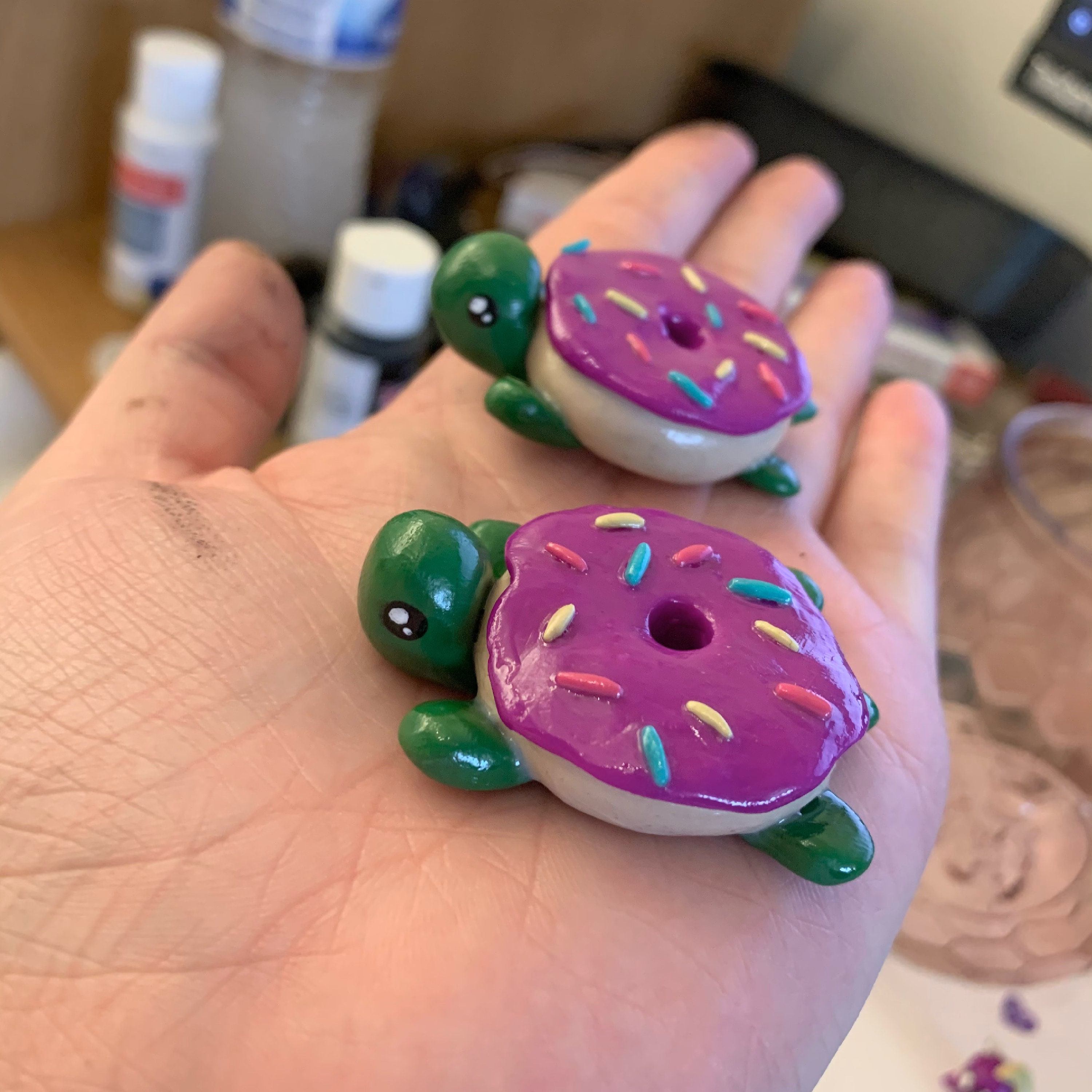 Clay turtle donut mini sculpture Etsy