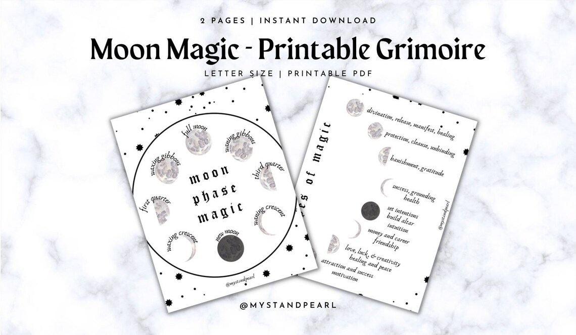 Moon Magic Moon Phase Cheatsheet Moon Spells Grimoire Etsy