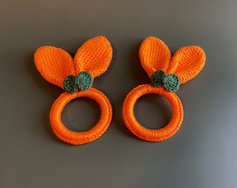 bunny ear crochet napkin ring - set of 4