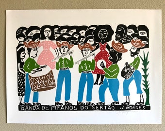 Xilografia “banda de pífanos do sertão”, J. Borges