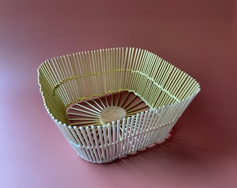 White and gold wire square basket