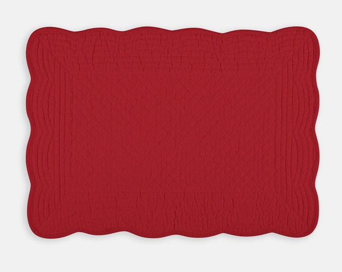 Red Quilted Placemats Set of 4 Etsy