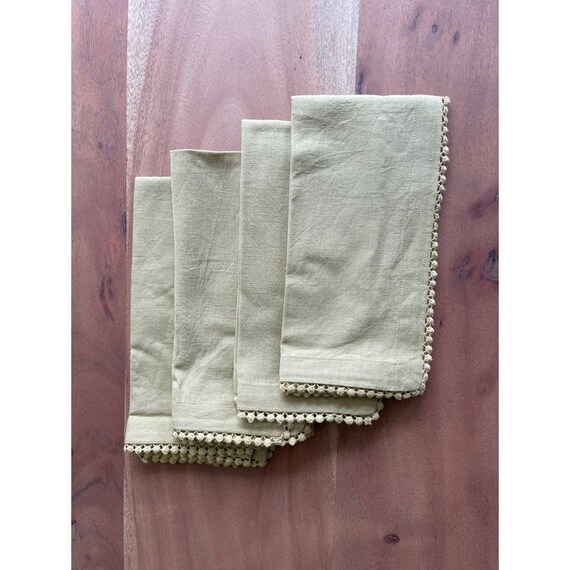 Khaki embellished cotton napkin set of 4 Etsy