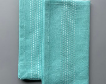 Napkin - cotton aqua stripe set of 4